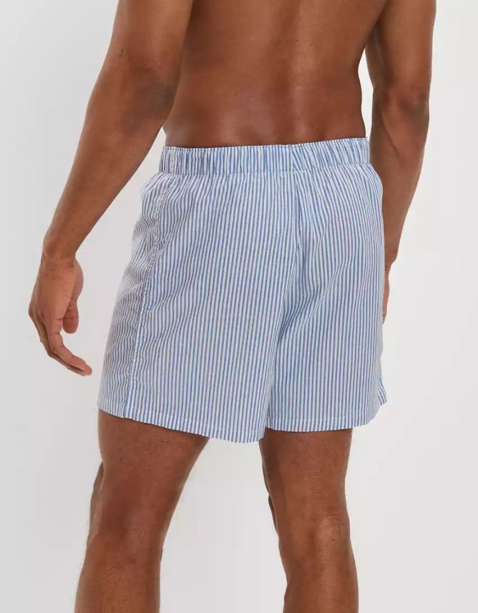 Shorts De Bain American Eagle AEO Rayé Stretch Bleu Homme | OZL-87855394